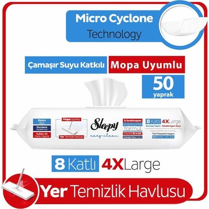 Sleepy Easy Clean Mop Disposable Floor Cleaning Towel 50 Mop Compatible Wipes