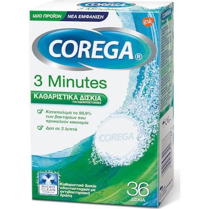 Corega 3 Minutes Cleaning Tablets For Dentures - 36 Tablets