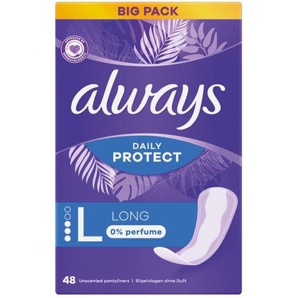 Always Always Daily Protect Long Panty Liners 48 Count Unscented Big Pack