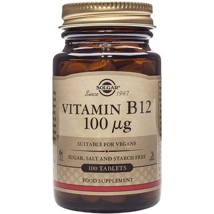 Solgar Vitamin B12 Tablets 100Ug - Pack Of 100 - Easy To Take Form - For Healthy Nervous System, Heart And Mind - Red Blood Cell Formation - Vegan