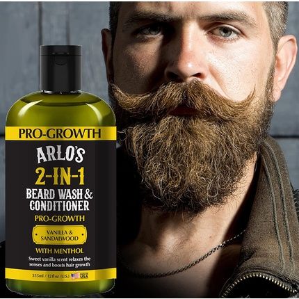 Arlo'S Pro-Growth 2-In-1 Beard Wash And Conditioner Vanilla Sandalwood With Menthol 12Oz - Image 3