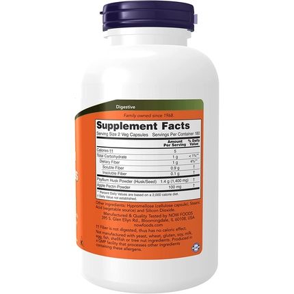 Now Psyllium Husk Caps With Apple Pectin Intestinal Health 360 Veg Capsules