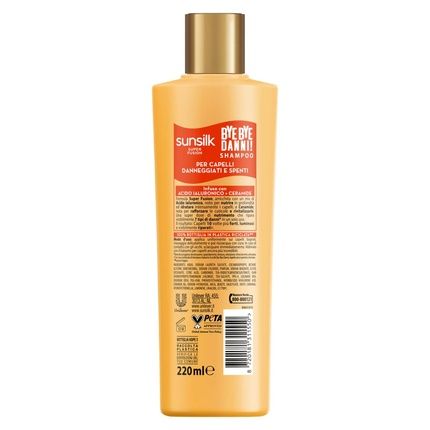 Sunsilk Shampoo Bye Bye Damage For Damaged And Stressed Hair Super Fusion Formula With Hyaluronic Acid And Ceramide Repairs 7 Types Of Hair Damage 220Ml