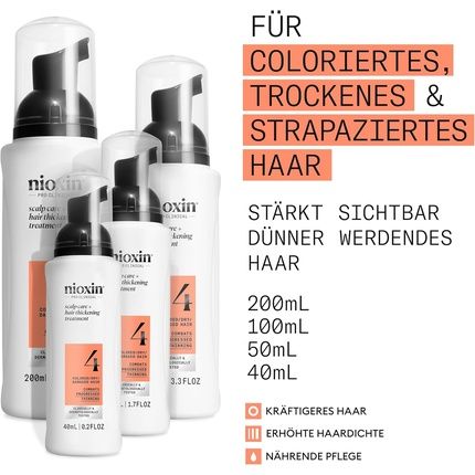 Nioxin Scalp + Hair System 4 Hair Thickening Treatment With Niacinamide Serum For Damaged, Visibly Thinning Hair With Biotin & Caffeine 100Ml