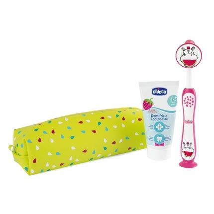Chicco Hippo Strawberry Toothpaste 50Ml + Toothbrush For Ages 3-6