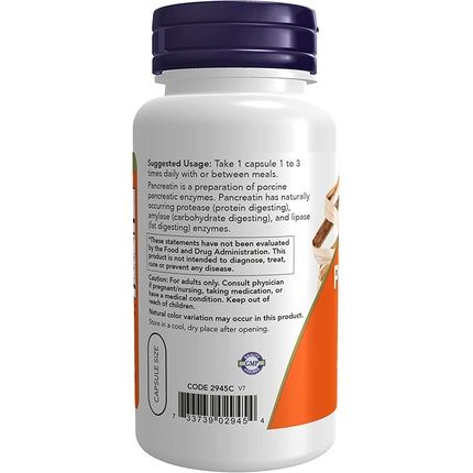 Now Supplements Pancreatin 10X 200Mg With Naturally Occurring Protease Amylase And Lipase Enzymes 100 Capsules - Image 3