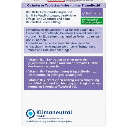 Doppelherz Lavender Extract And Oil With Vitamins B6 And B12 For Normal Psych And Nervous System Function 30 Tablets
