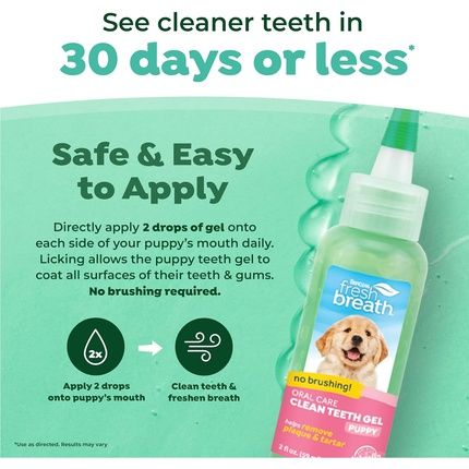 Tropiclean Fresh Breath Puppy Teeth Cleaning Gel - No Brushing Dental Care - Image 3