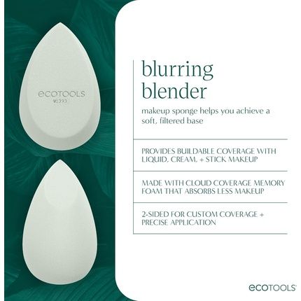 Ecotools Blurring Blender Makeup Sponge For Liquid & Cream Foundation Cloud Coverage Memory Foam Eco Friendly Latex Free Cruelty-Free & Vegan Green - Image 3