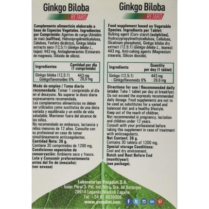 Ginkgo Biloba Retard 30 Capsules